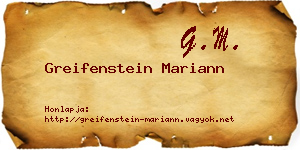 Greifenstein Mariann névjegykártya